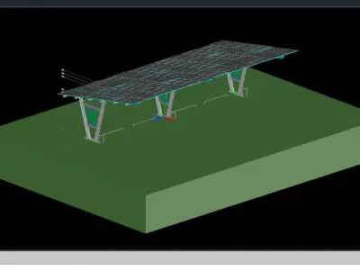 4 CAR V TYPE SOLAR CARPORT 3D MODEL 3D model