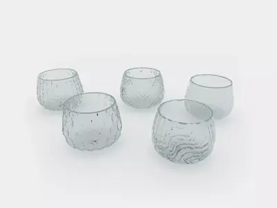 Different water and wine glasses with patterns 3D model