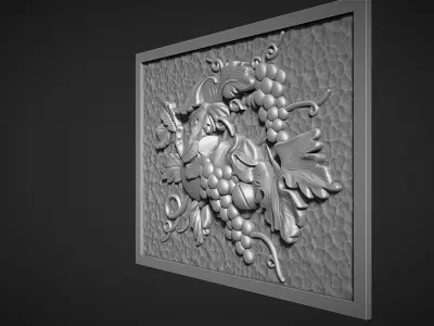 A beautiful grape bas-relief 3D print model