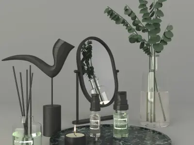 minimalist modern black decorative set 3D model