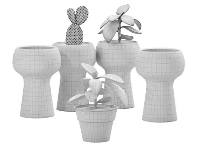 Flower Me Happy Pots 3D model