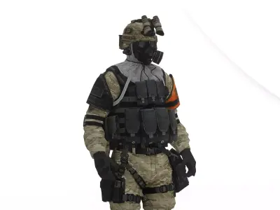 Tactical Operator High Quality Rigged Military 3D Character Low-poly 3D model