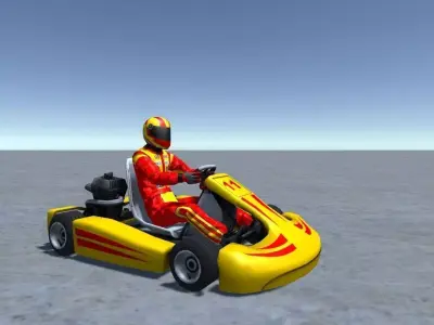 Low Poly Kart With Player 2 Low-poly 3D model