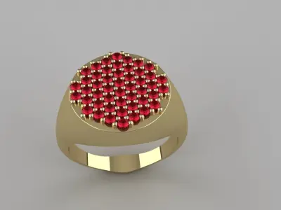 Diamond Signet Ring Gold Silver Platinum Luxury Jewelry 3D print model