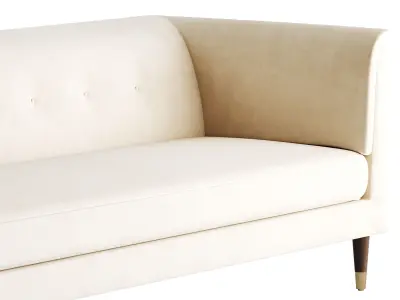 TUFTED CREAM WHITE VELVET SOFA 3D model
