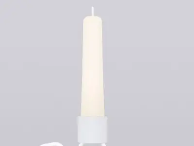 Alphabet C White Chain Candleholder 3D Model True 4K PBR Render Low-poly 3D model