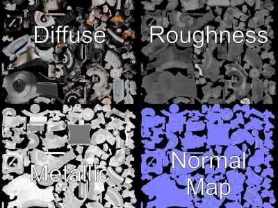 Industrial Engine Gear Model Pack Low-poly 3D model