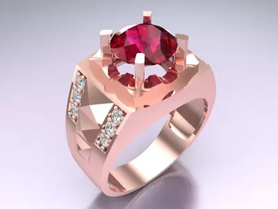 Diamond Rings - Mens Ring - N3892 3D print model