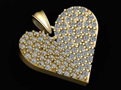DIAMOUND HEART PENDANT  3D print model
