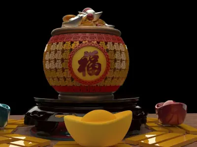 Chinese treasure pot 3D model