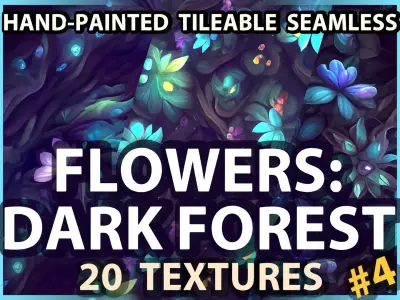 Dark Forest Flowers -- 20 TEXTURES -- Hand-painted ---PACK 4---  Texture