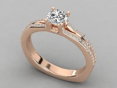 Modern Luxury Pave Engagement Ring 3D print model