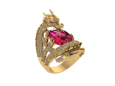 Dragon Ring Hugging Stone 3D print model