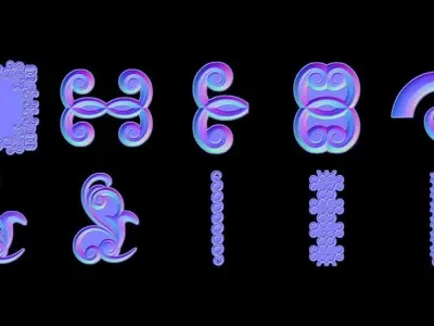 Ornaments Hard Surface for Substance Painter Low-poly 3D model