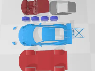 Porsche 911 GT3 RS 2022 - Separate Parts STL Model 3D print model