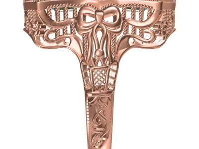 Antique Round and Baguette Diamond Filigree Art Deco Ring 3D print model