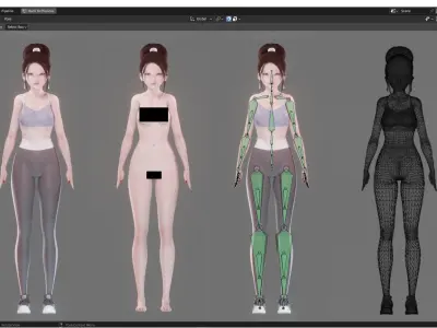 Sport Girl - Realistic Female Character - Blender Eevee Low-poly 3D model