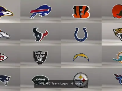 NFL AFC Teams Logos 3D Model Pack