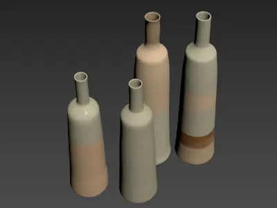 Handmade Ceramic Tall Vase Set 3D model