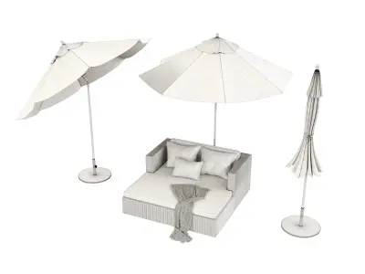 Patio Umbrella and huntington daybed 3D model