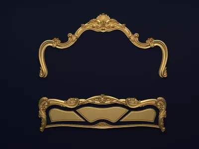 Classic Carved Bed 3D model 01 3D model