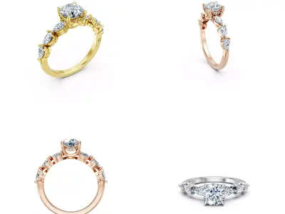 Luxury Multi Stone Solitaire Diamond Ring 3DM File 3D print model