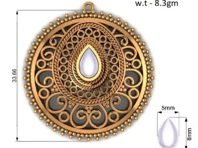 Raindrop Vintage Pendant 3D print model