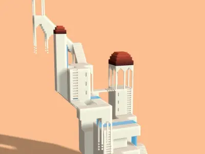 Voxel monument valley  Low-poly 3D model
