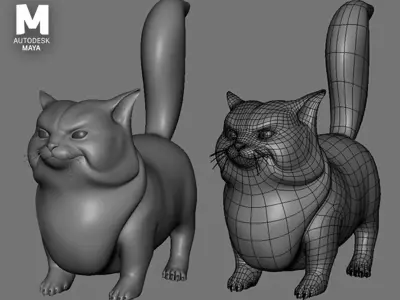 Fat Cat II Topology n UV Map Low-poly 3D model