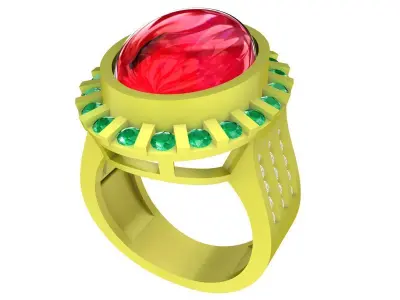 Luxury Oval Halo Gemstone Ring 3D Model  4170 3D print model