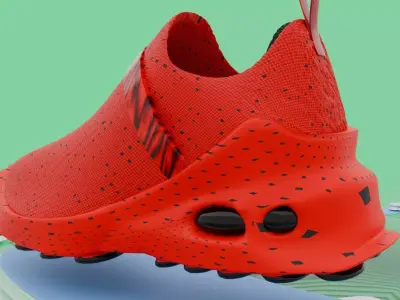 Sneaker 3d shoes model with bending animation  Low-poly 3D model