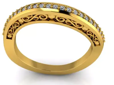 Vintage Fashion Wedding Band Ladies Ring  3D print model