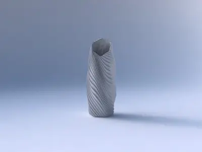 Vase twisted bent hexagon with wavy extruded lines 3 3D print model