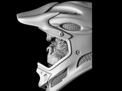 Animal bas relief art Biker monkey home decor art vol 2  3D print model