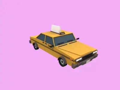 Lowpoly Taxi  Low-poly 3D model