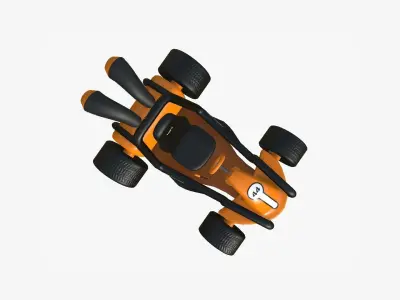 Cartoon Kart G07 Orange - Vehicle Racing Design Low-poly 3D model