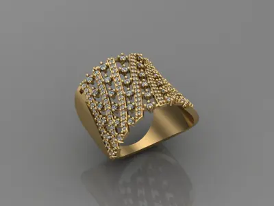 STL 3DM Print Ready Women Diamond Ring Lightweight Printable  3D print model 121