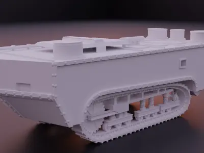 Saint-Chamond WW1 tank 3D print model