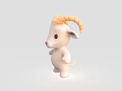 Little animal baby - Goat cute - Animated Low-poly 3D model