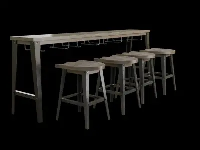 Dining Table Set-09 Low-poly 3D model