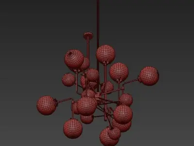 RH Bistro Globe Milk Glass 12-Light Chandelier 3D model