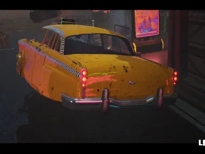 Cyberpunk Hover Taxi Driveable Animated Low-poly 3D model