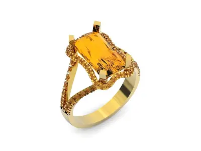 luxury engagement  ring with a large  radiant stone 276 3D print model