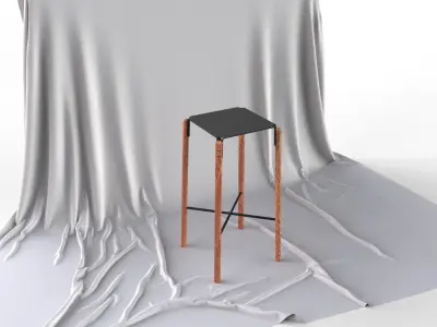 Minimalistic Scandinavian Design Bar Stool 3D model