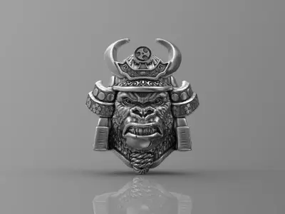 Head gorilla samurai 3d model for 3d printing 3D print model 3D print model