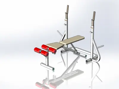 Incline-decline bench with barbell stand 3D model