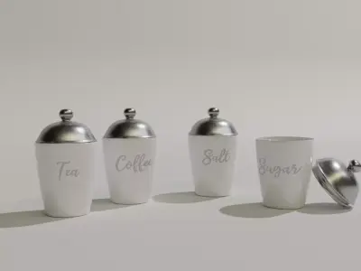 Kitchen Jars with food names Low-poly 3D model