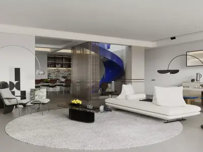 Modern living room dining room interior scenes 150 3D model