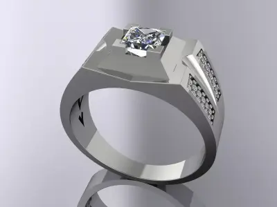 Elegant Mens Ring Jewelry Gold 3D print model