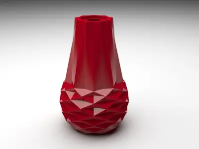 Bordo Red Vase With Rhombuses 3D model